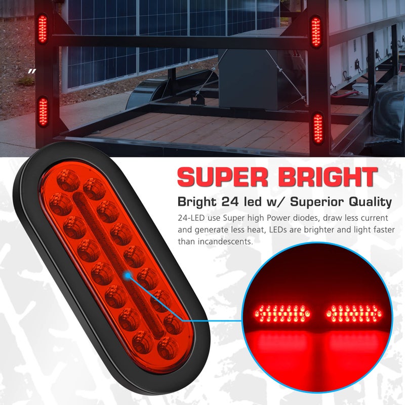 LINKITOM 6 Inchs Submersible Oval LED Stop/Turn Trailer Tail Light with Waterproof Rubber Gaskets for Boat Trailer Truck RV [DOT Certified] [IP67] (2 Pack) - Image 4
